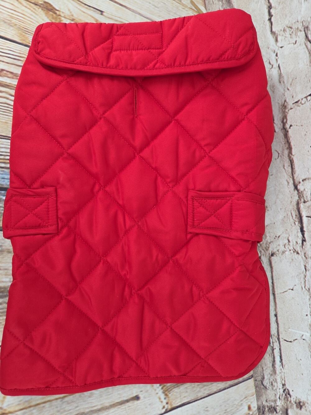 Quilted Dog Jacket Red Collar Opening Medium Dog Jacket